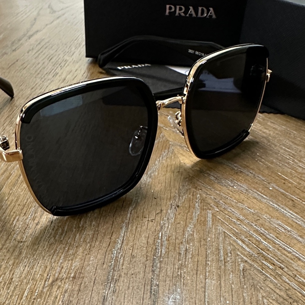 Prada Gold and Black Sunglasses - Picture 5 of 7